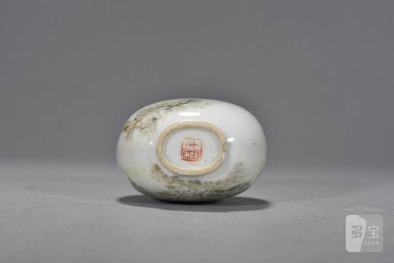 清光绪 程门浅绛彩花鸟大号鼻烟壶 - 图5